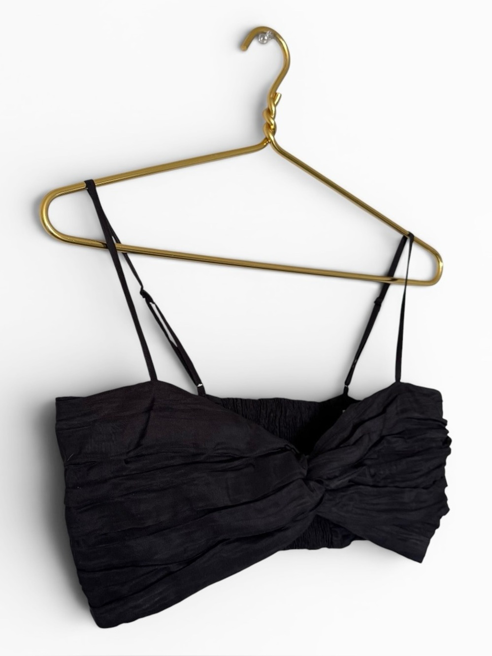 Zara Black Twisted Crinkle Bra Top